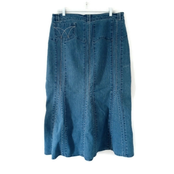 Maxi Denim Skirt A Line Cottage Trumpet - Picture 2 of 2